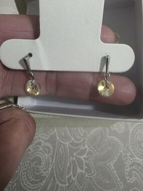 Swarosvskis Silver Yellow  Earrings